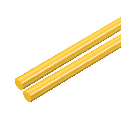 Uxcell 2pcs пластична тркалезна шипка 1/4 инчен дијаа 20 инчен должина на жолти полиоксиметиленски шипки Инженеринг пластични кружни шипки
