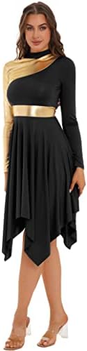 Izизио жени металик пофалби танцувачки фустан Литургиски обожавање атлетски лирски танц фустан модерен костум за топка за облека за
