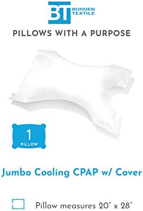 CPAP перница со перници со цел - големина на џамбо со ткаенина за ладење - Неискрено дизајн со контурирани исечоци - хипоалергичен со