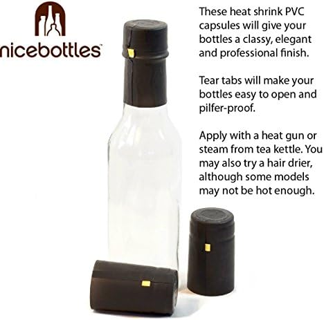 NiceBottles Hotешки шишиња сос, 5 мл, 24 пакувања - во комплет со 30 капсули со црно смалување