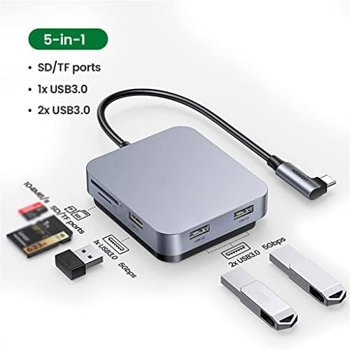 KXDFDC 5 Во 1 Тип UGREEN USB C ЦЕНТАР НА USB 3.0 5Gbps TF / Sd Картичка 104mb / S Додатоци Магнетни