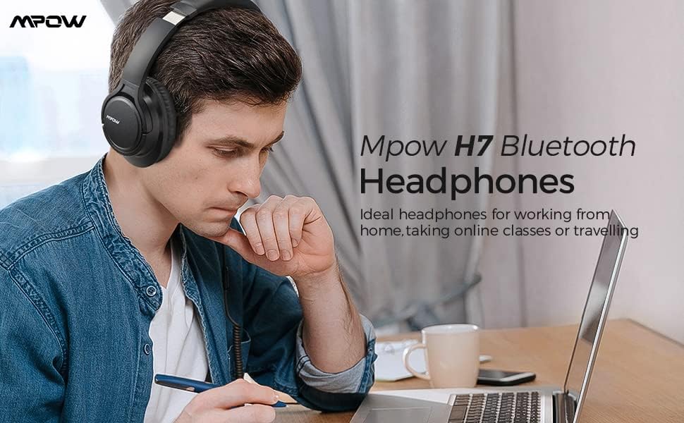 Mpow H7 18h Време За Играње Преку Уво Bluetooth Безжични/Жични Слушалки Со Микрофон Меки Слушалки За Уши 40mm Драјвер за КОМПЈУТЕРСКИ