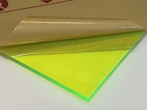 1/4 Зелен флуоресцентен неонски акрилен плексиглас лист 11.875 x11.875 фрлена номинална големина на номинална големина од 6 мм
