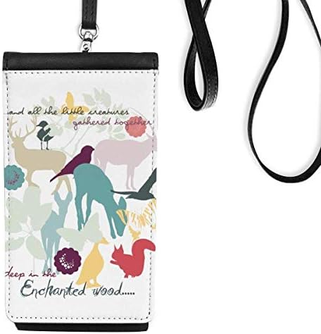 Елен на птици цветни природни околини Телефонски паричник чанта што виси мобилна торбичка црн џеб
