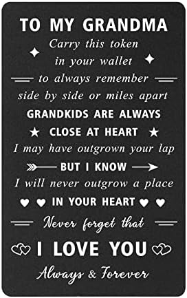 Картичка за Денот на мајката Енгџи - Внуците секогаш се близу до срцето - сакам подароци за роденден на баба, картичка за паричник со врежана метал