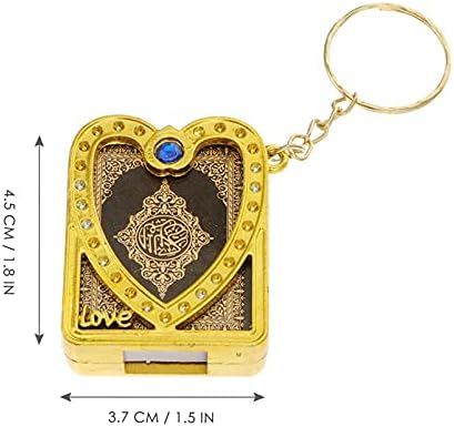 Абоофан 12 парчиња мини куран книга со клучеви со кристално муслимански клучеви минијатурна книга клучен прстен исламски религиозни