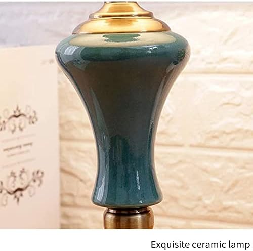 Fksdhdg табела ламба Средновековна табела за ламба дома осветлување темно сина керамичка ламба тело сива ткаенина за живеење за живеење