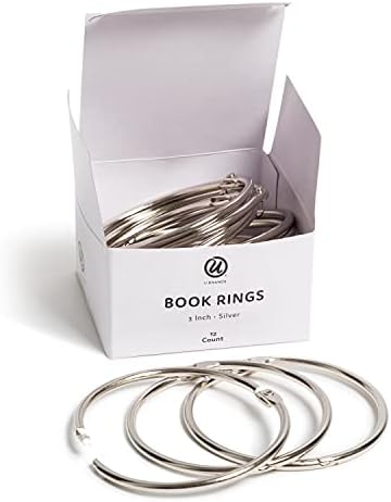 U Brands Rings Rings Set, канцелариски материјали, додатоци за врзување, сребро, 3 ”, 12 брои