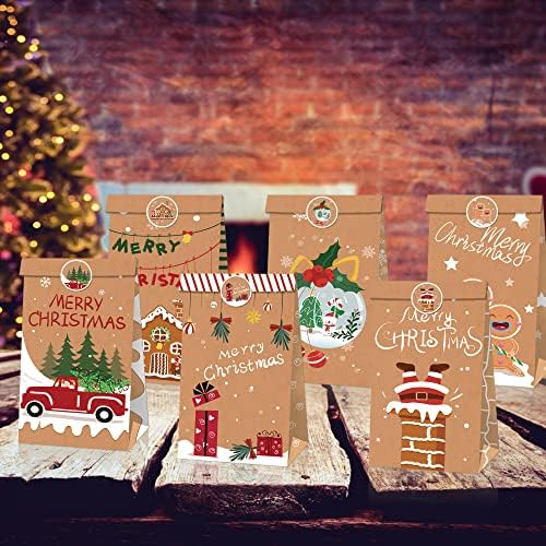Rdylymx 12 компјутери третираат торби за весели Божиќни забави за забави за забави подароци добро третирајте ги торбите со бонбони со весели