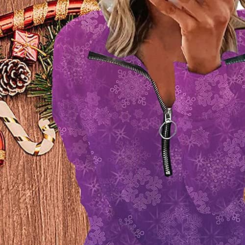 Божиќни џемпери на нархбг за женски долг ракав Хенли врвови пукач со патент случајно лабава вклопена в-вратија Туника јакна јакна