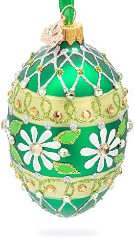 Маргаритки на украс од зелено стаклено јајце 4 инчи