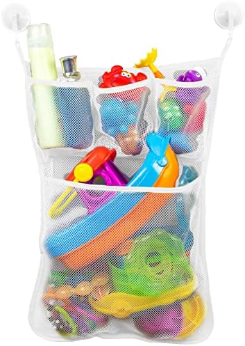 S&T INC. Складирање на играчки за бања за бебиња за када со џебови, држач за играчки за деца за бања или кади за туширање на мрежа,