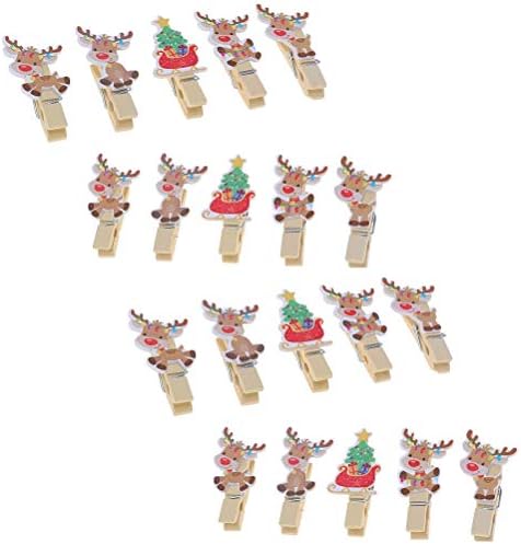 АБАОДАМ 50 парчиња креативни фото -штипки Божиќни дрвени клипови за облека за облека, фото клипови за DIY