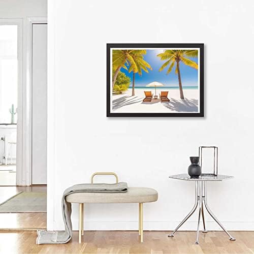 Калиози 5д дијамантски сликарство на плажа океан по комплети со број, боја со дијаманти уметнички кокосово дрво стол DIY целосна вежба, кристален