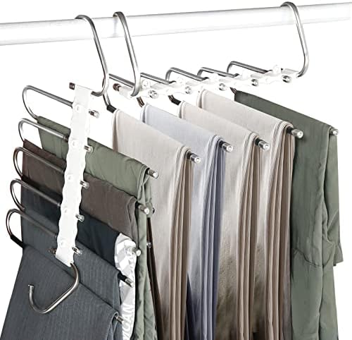 Закачалки за панталони за организатор на закачалка, не'рѓосувачки челик заштеда за заштеда на простор, магични панталони закачалки