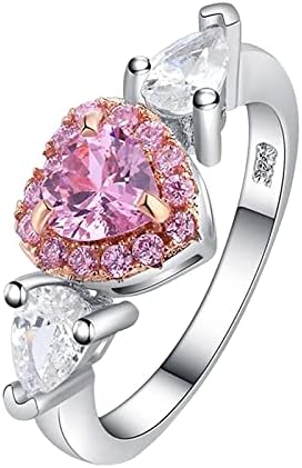 2023 Нови розови праска срцеви канџи поставени цирконски новини прстени со вода капка дијамантски женски прстен кул накит