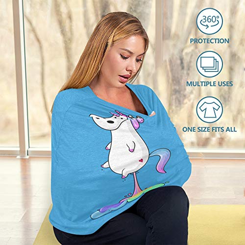 Yyzzh Cartoon Fat Fat Unicorn со разнобојно пржење на сино истегнување на седиштето за бебиња за бебиња за новороденчиња, за доенчиња, доење на