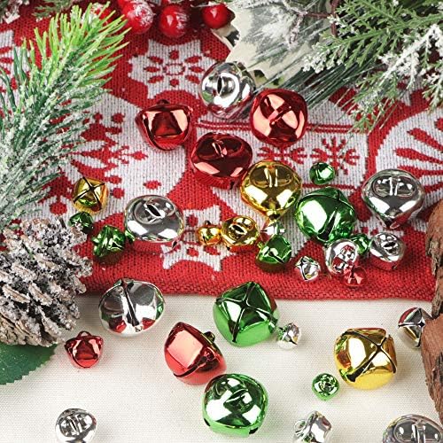 Јија 200 парчиња Џингл Ѕвона Шарени Занаетчиски Ѕвона, 4 Бои Мешани Божиќни Ѕвона ОД Џингл САМ Метални Мали Ѕвона За Божиќна Декорација