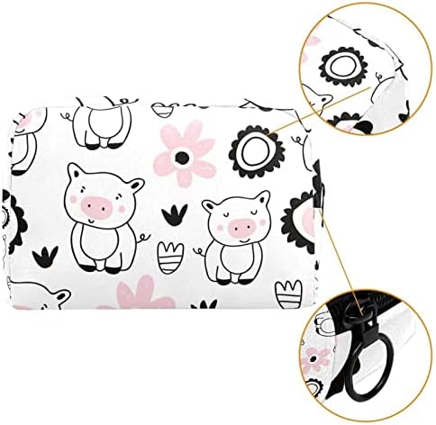 Торба за шминка за свињи и Цвеќиња Торбичка Со Патент Симпатична Голема Патна Козметичка Торба За Жени Девојки Торба За Организатор На