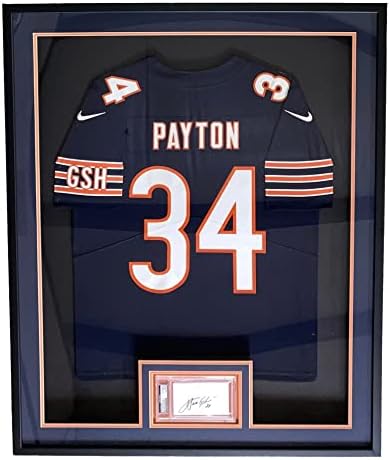 Волтер Пејтон го врамени фудбалскиот дрес во Чикаго w/slabbed Signature Cut PSA