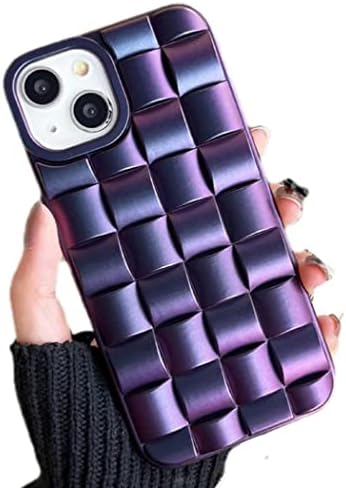 DEAVON Компатибилен со Iphone 14 Pro Случај Мода Премиум Луксузна Боја Менување НА 3D Ткаени Виолетова Случај Мода Мека Tpu Shockproof