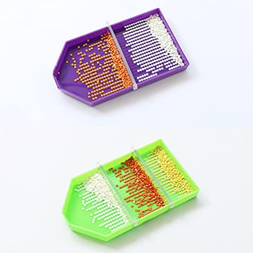 Qingsi 4sets Пластични фиоки за сортирање на монистра со делителна дијамантска уметничка лента, голем дијамантски плоча за плочки за таблички