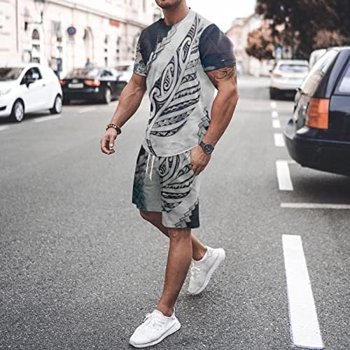 Менс летна мода и тренд на слободно време 3Д дигитални печатени шорцеви со кратки ракави поставени мускули на телото на тело