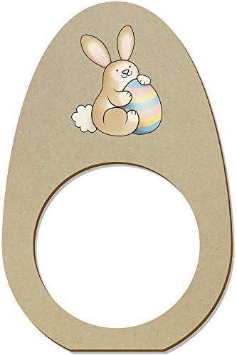 Азиеда 5 x 'Велигденски зајаче' дрвени прстени/држачи за салфетка