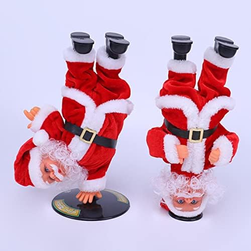 Орбај Електричен кадифен Дедо Мраз, наопаку ротирачки уличен танц Дедо Клаус фигурини, музички божиќни играчки, детска забавна интерактивна