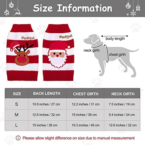 Педгот 2 пакуваат миленичиња Божиќни џемпери за кучиња одмори со ирваси и Дедо Мраз, кутре облека црвена и бела лента за миленичиња зимска