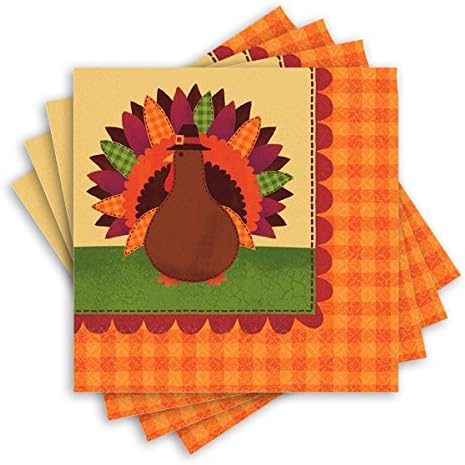 Амскан Денот На Благодарноста Турција Пијалаци Хартија Салфетки-5 х 5, Портокал, 36 парчиња