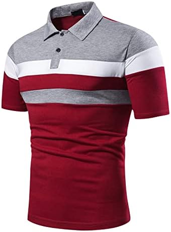 Менс Поло кошула со 1/4 копче Lapel Slim Fit Short Shoft Golf Boarts за мажи модни крпеници маички врвови