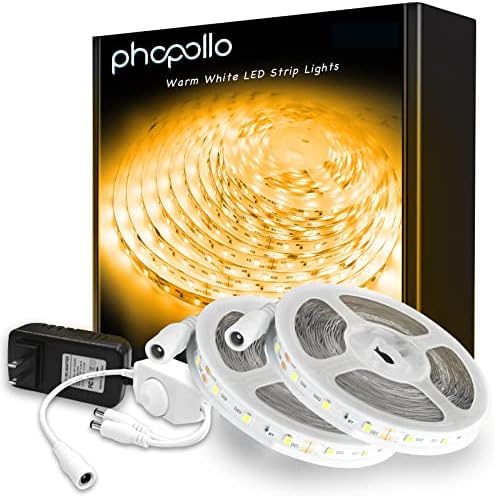 Phopollo топли бели LED ленти светла, 40 -тина затемнување 3000k топла бела LED светлосна лента, 720 LED диоди Флексибилни LED