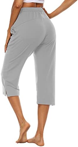 Ојанус женски капри панталони широка нога лабава удобна влечење салон за панталони панталони јога тренингот каприс за жени со џебови