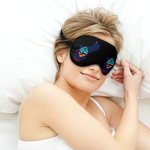 Guam Map Flag Max Sleep Mask Soft Blindfold Protable Eye Mask со прилагодлива лента за мажи жени