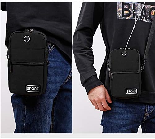 Mini Crossbody торба телефонска футрола со мелење јамка од рамената чанта најлонска пакувачка торбичка водоотпорен држач за мажи,