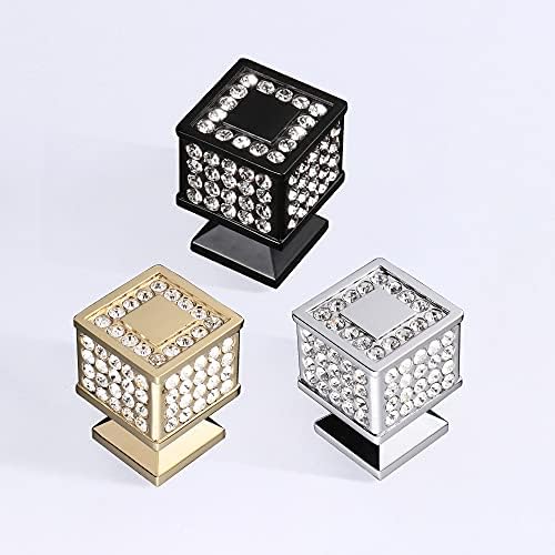 Копчињата за кабинети Lanc Crystal и влече фиоки/рачки за мебел со завртки сите метални стилски сјајни кујнски хардвер 2 пакувања, сребро,