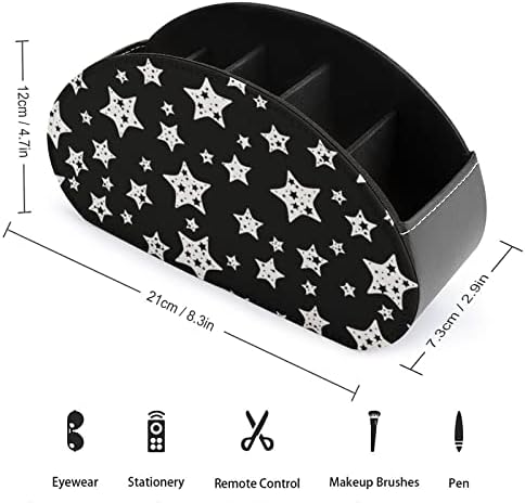 Црна и бела Starвезда Модел ТВ далечински управувач за далечински управувачи за шминка кутија PU кожа складирање домашна продавница