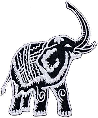 Графички прашина ретро бел кралски слон везено железо на лепенка животински знак симбол јакна Jeanан костум ранец торба DIY среќен