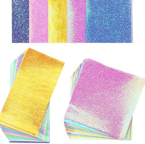 Gofidin 100 листови блескави хартиени занаетчиски занаети за хартија за преклопување хартија за преклопување на еднострана мешана боја декор