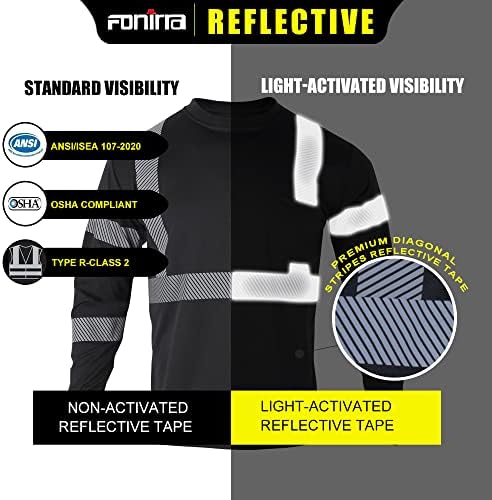 Безбедност на Fonirra, рефлектирачки маици со голема видливост за мажи со долг ракав ANSI класа 2