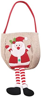 Близу Божиќни Украси Божиќна Ленена Торба За Подароци Торба За Бонбони Чанта За Подароци Витраж За Прозорци