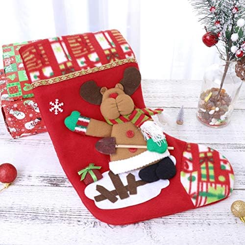 Абоофан Божиќно порибување фланел Персонализирана голема порибување 3Д елк фигура Божиќни подароци торби чорапи за одмор виси декор