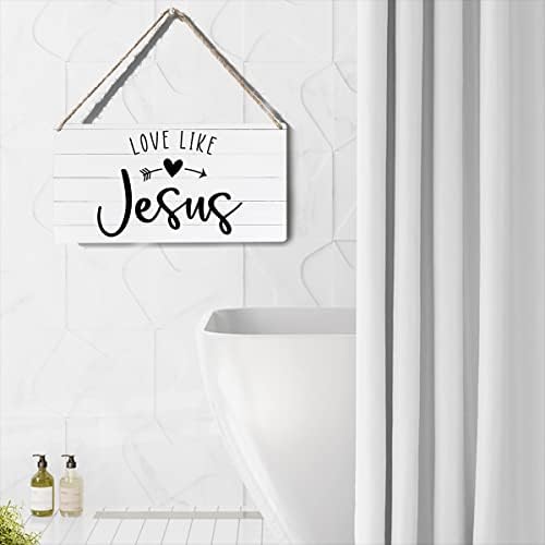 Библиски стих знак Декор Loveубов како Исус дрвен знак плакета wallид што виси постери уметнички дела 12 ”x6” Рустикална декорација на домашни