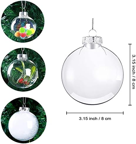 12 парчиња DIY чиста пластична фила што се пополнува маснотии украс, 3,15 инчи транспарентни украси за разбивање на Божиќни топки