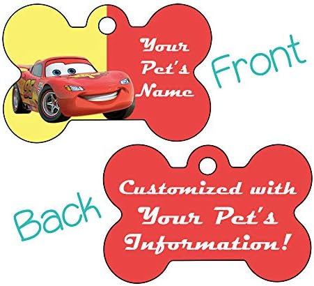 Автомобили | Молња Меквин | Двострана Ознака За Кучиња За Домашно Милениче | Персонализирана За Вашето Домашно Милениче