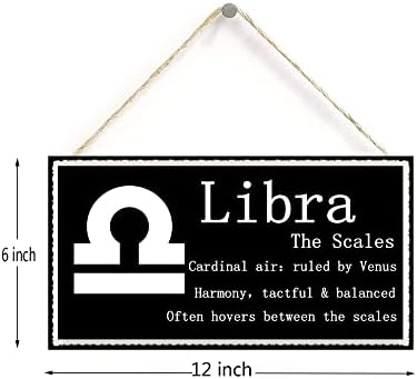 Вага скали - убав духовен подарок астрологија знак на хороскопската плакета 6 инчи од 12 инчи виси знак, декоративен знак за