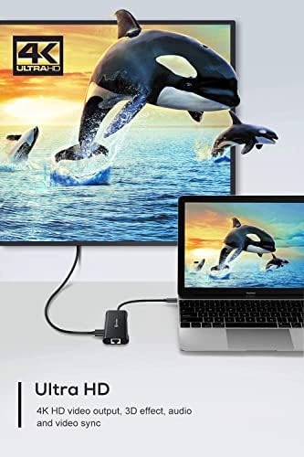 USB C Hub, UtechSmart 6 во 1 USB C До HDMI Адаптер Компатибилен За MACBOOK PRO USB C Лаптопи и Chromecast Со GOOGLE TV