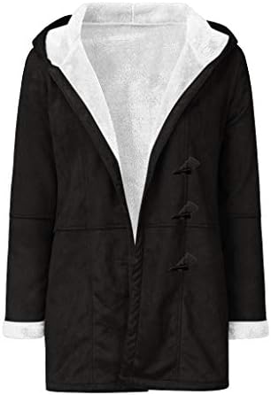 Зимски палта за жени ретро топол долг ракав плус големина јакна рог тока тока патент џеб густа надворешна облека