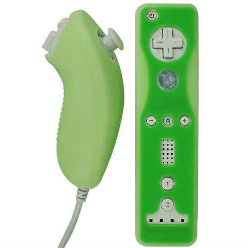 Ефорбади силиконска кожа мека кутија за Nintendo Wii Remote и Nunchuk, зелена